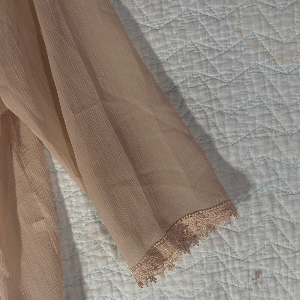Sheer Tan Open-Front Cardigan Kimono - Picture 3 of 4